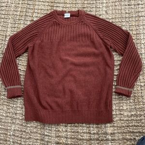 Columbia Men's Crew Neck Wide-Ribbed Sweater Rust Mens XL 100% Cotton Pullover